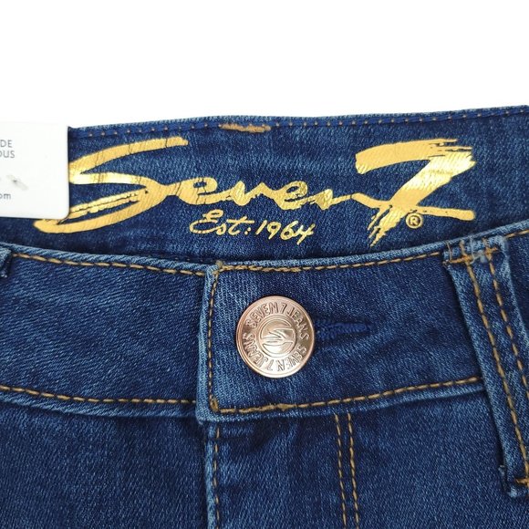 Seven7 Weekend Shorts Women Dark Wash Denim Jean Fray Hem 5" Inseam Stretch Sz 4 - Picture 3 of 10
